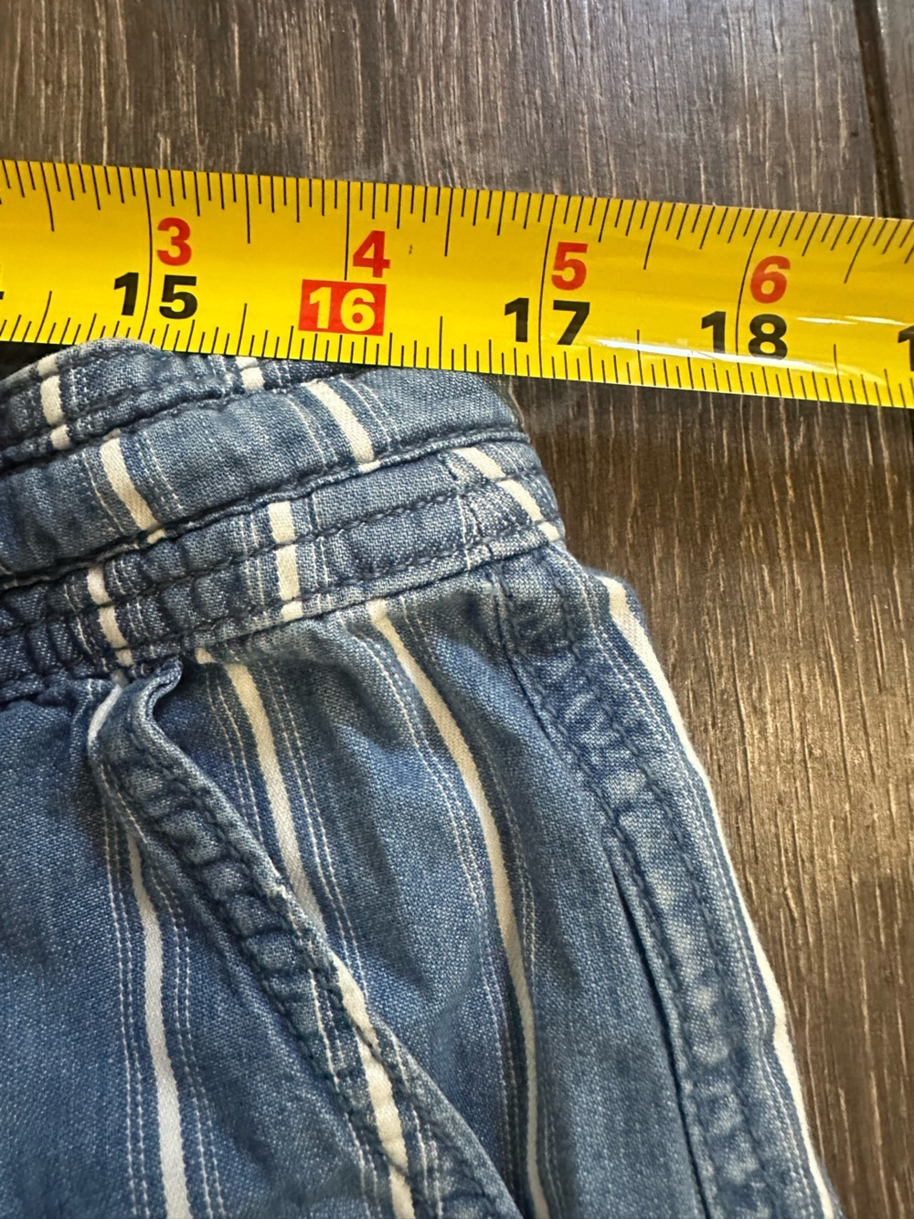 American Eagle Capris Striped 100% Cotton Cropped Wide Leg Blue White Size 12 - Picture 4 of 7